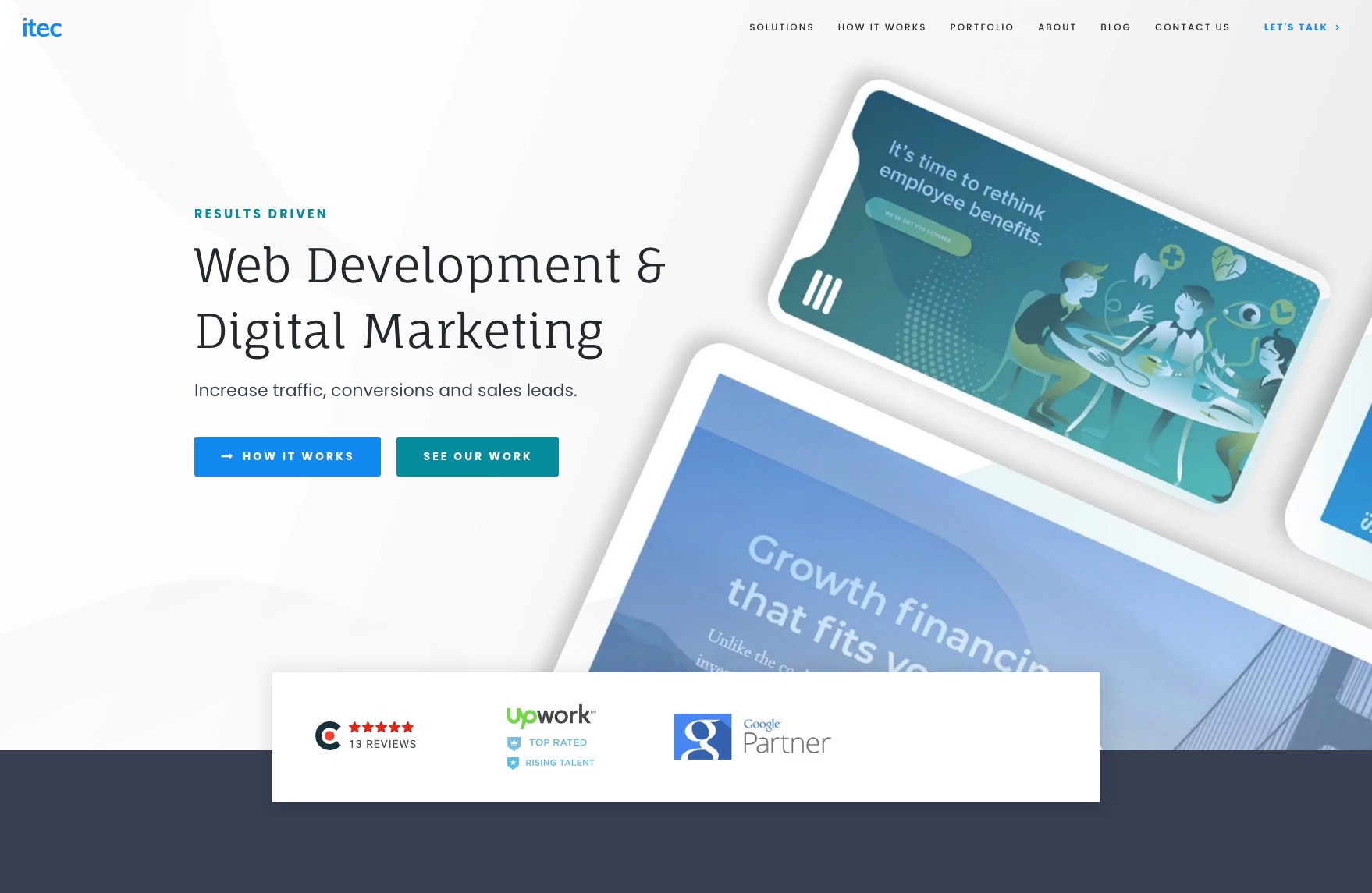 itec.media homepage, desktop