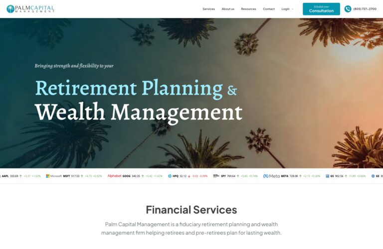 palmcm.com homepage, desktop