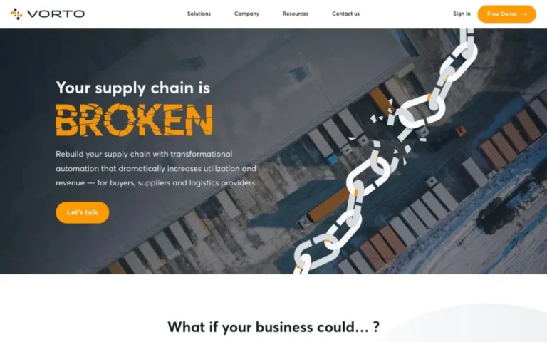Logistics software website homepage