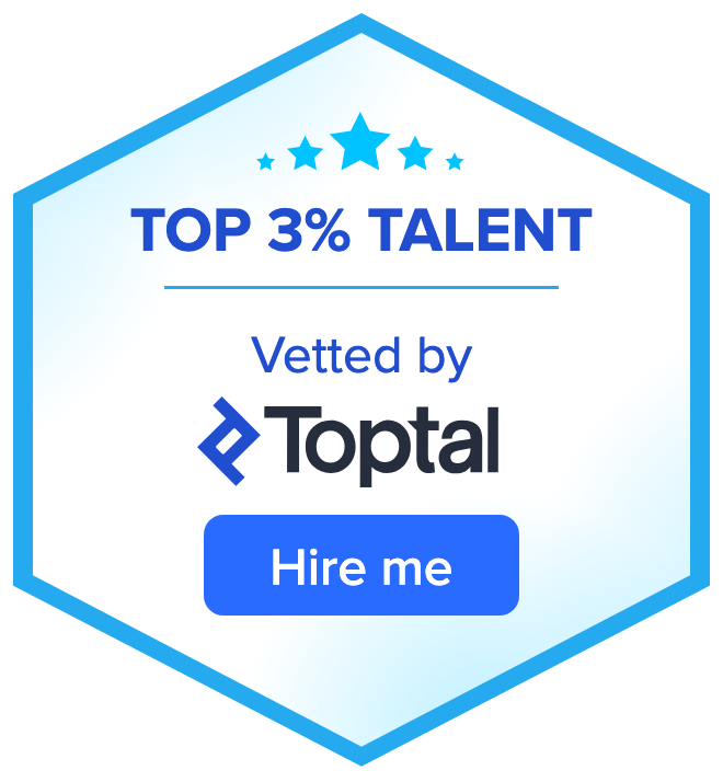 Top 3% talent, vetted by Toptal